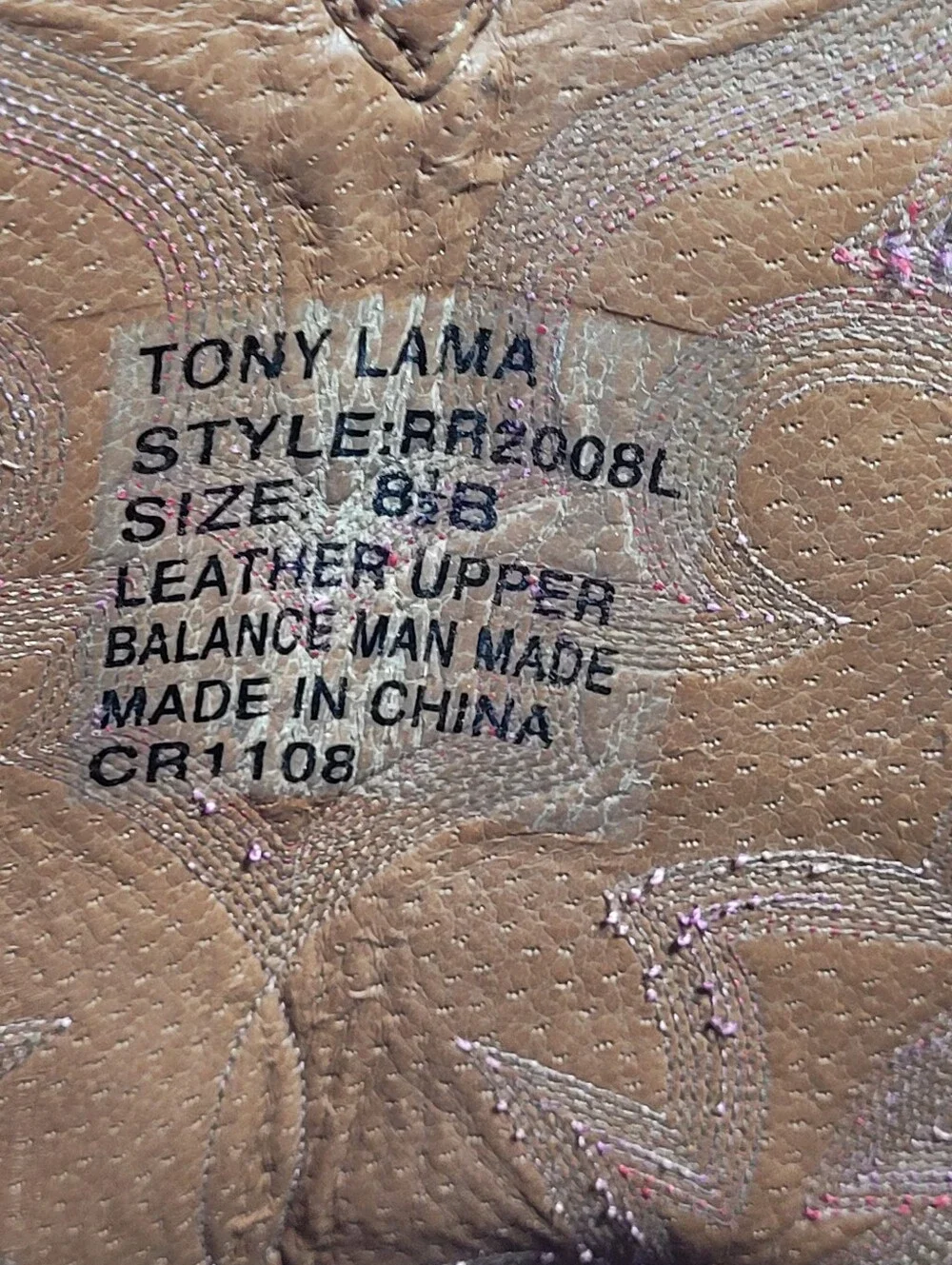 Tony Lama Women’s Tall Buckaroo Cowboy Boots Size 8.5 B Brown Pink RR2008L 16